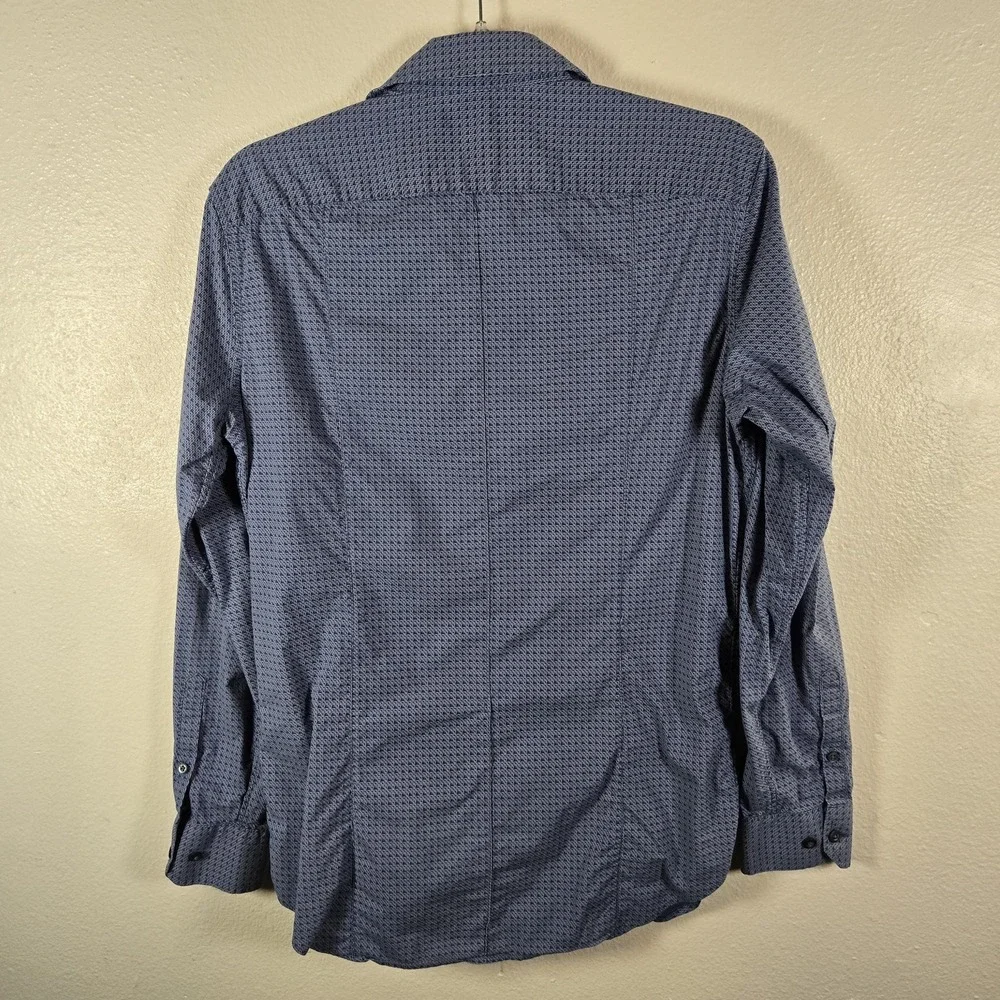 Banana Republic Shirt Mens Small‎ Blue Slim Fit Geometric Long Sleeve Button-Up
